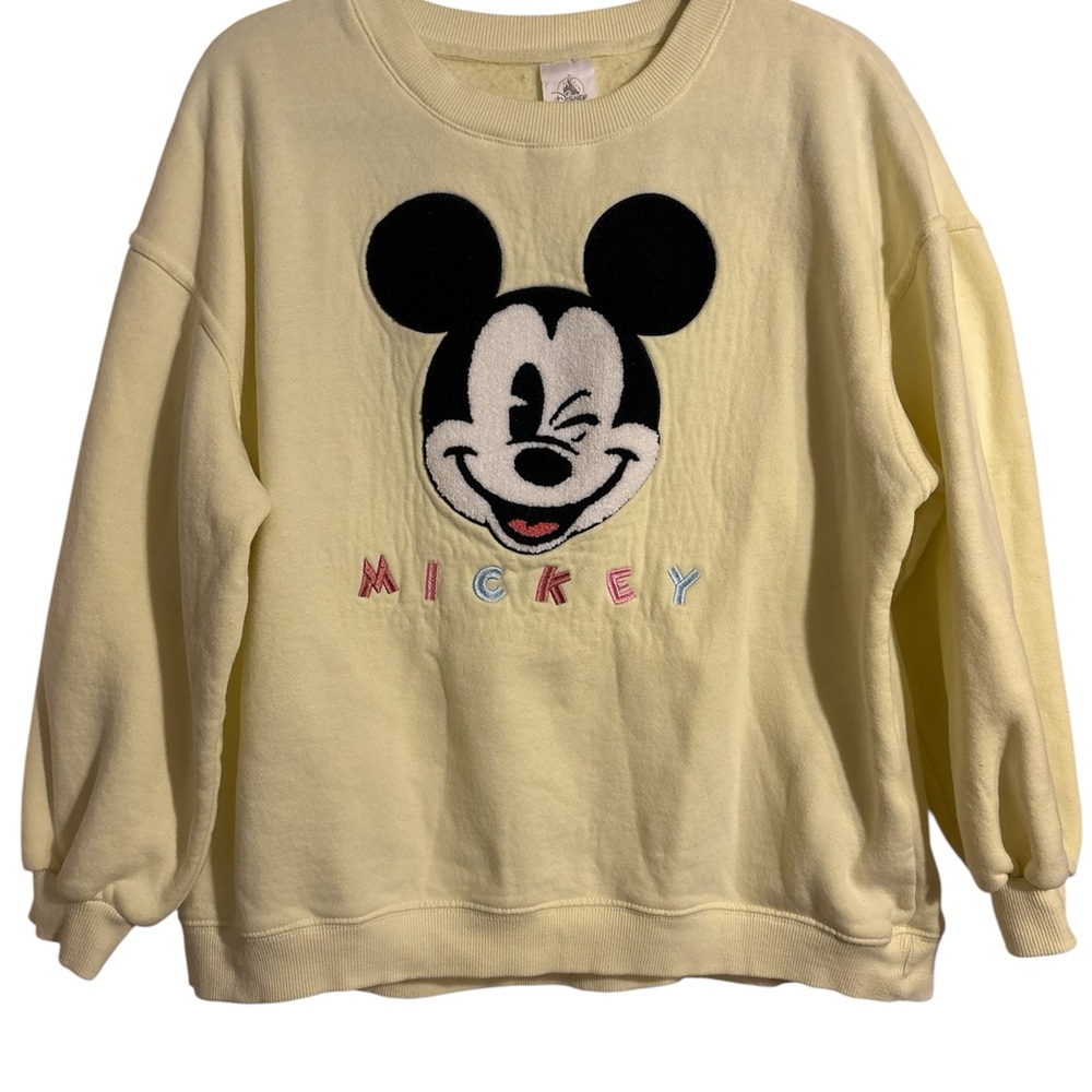 Walt Disney World Mickey Mouse Yellow Crewneck Pullover Sweatshirt Adult XS